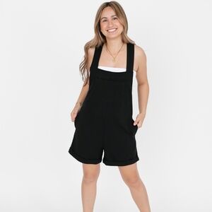 SHORTY ROMPERALLS IN MIDNIGHT BLACK